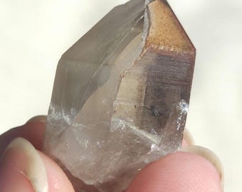 Inclusion Quartz thumbnail; goethite, specular hematite, blue copper silicate, iron-oxides; Messina Mine, Limpopo, South Africa