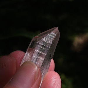 Chunky Tangerine Lemurian Quartz Point with prominent galactic etching and time-link from Serra Do Cabral, Minas Gerais, Brazil