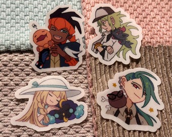 Trainer & Pokes Die-Cut Sticker (ft. Raihan, N, Lillie, and Rika)