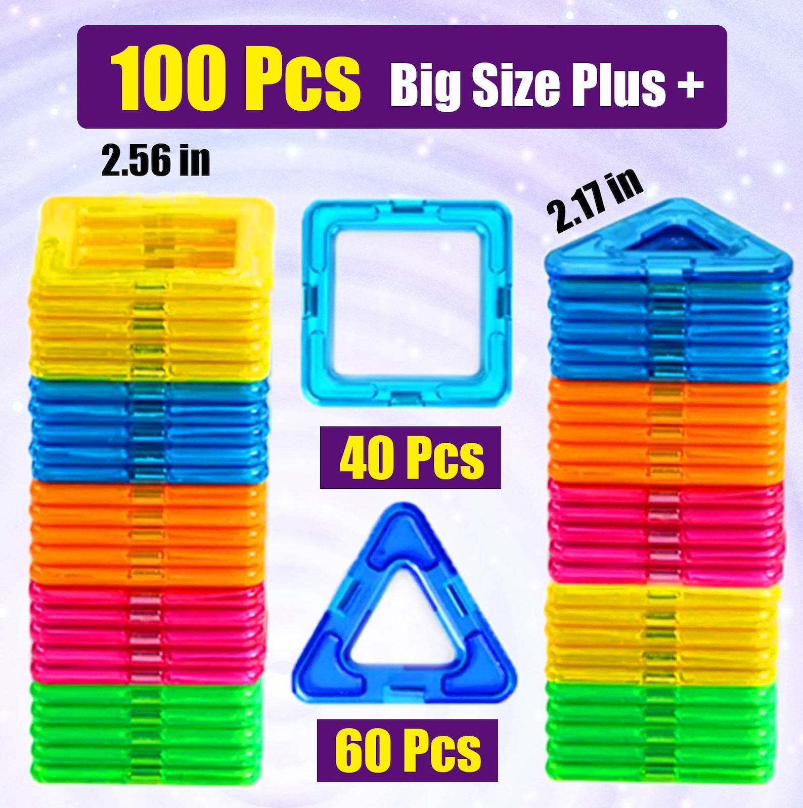 Magnetic Building Tiles: 100-piece Montessori STEM Toy Set - Etsy