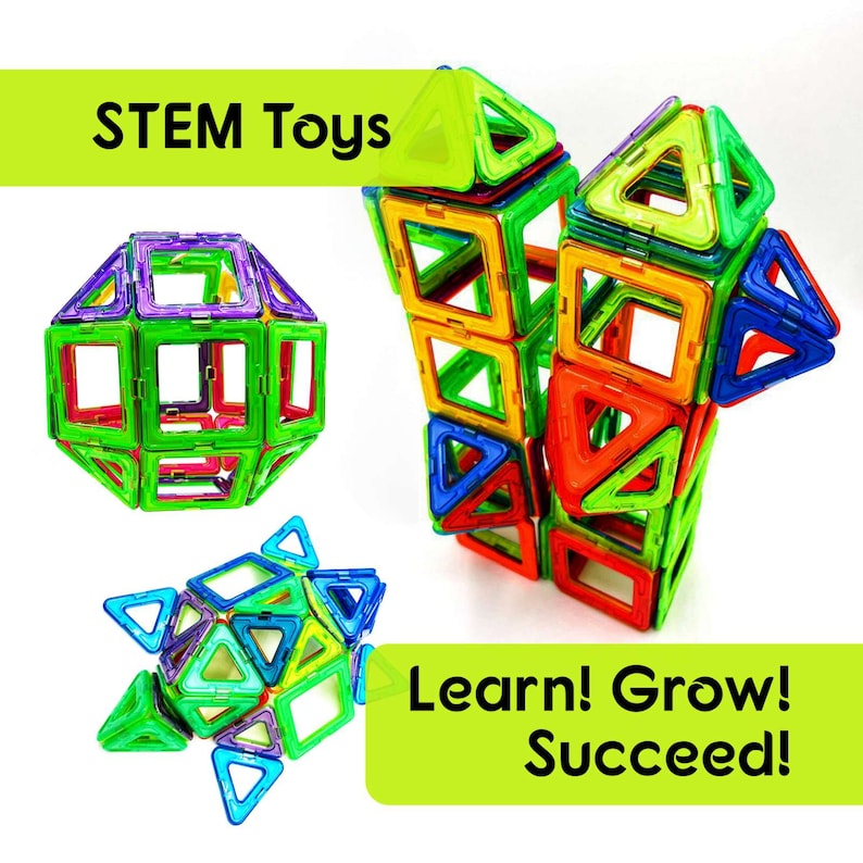 Magnetic Tiles 50 Pcs, Magnetic Building Blocks Big Size Kids Toys ...