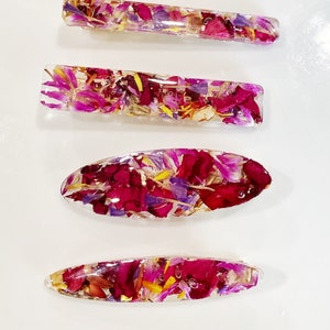 Handmade Dried Flower Barrette: Botanical Resin Hair Clip - Wedding Hair Accessory