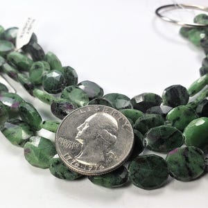 9-12mm Ruby Zoisite Faceted Freeform Flat Oval Gemstone Beads 8-inch Strand