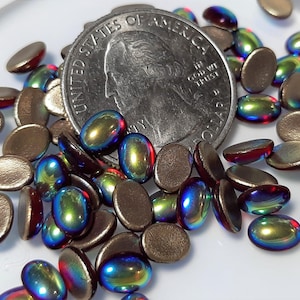 7x5mm Ruby AB Transparent Oval Glass Cabochons 18ct