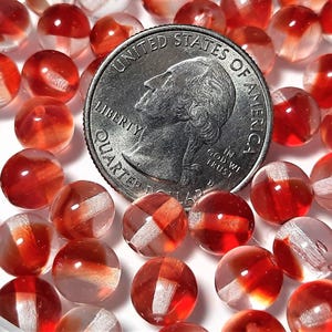 8mm Two-Tone Crystal Ruby Smooth Round Druk Beads 30ct
