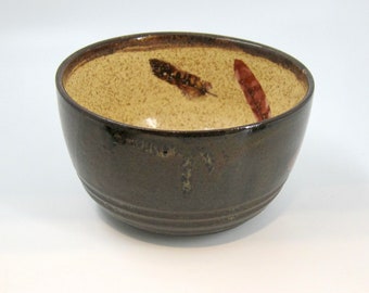 Feathers - Medium Stoneware Bowl - Handmade Pottery Soup or Cereal Bowl - Wheel-thrown Ceramics