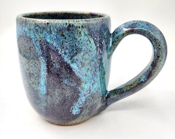 Turquoise and Purple Mug Too- Handmade Pottery - Ceramic Cup