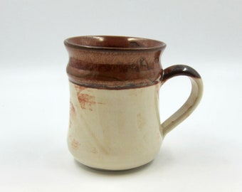 Handsome Mug with Orange Street and Folk White Glazes - Handmade Pottery - Rusty-Look Glaze