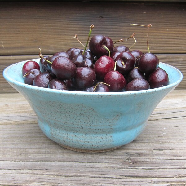 Berry Bowl - Stoneware Serving Bowl - Turquoise - OOAK