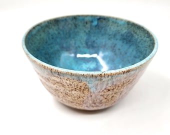 Two Grain Bowls -  Speckled blue and white wheel-thrown stoneware