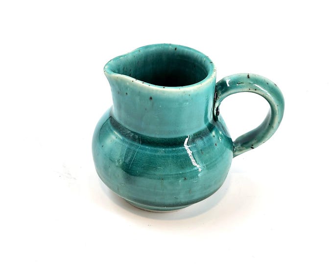 Creamer or Maple Syrup Pitcher - Translucent Blue Green Glaze - Wheel-thrown Pottery