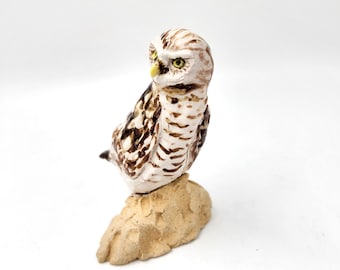 Burrowing Owl Sculpture - Handmade Pottery