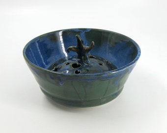 Sea Star Berry Bowl - Stoneware Serving Bowl - Handmade - Sapphire Blue