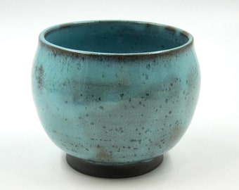 Small Tumbler or Yunomi in Turquoise on Dark Brown Clay - Handmade Cup