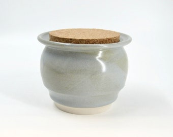 Light Blue Porcelain Jar with Cork Top - Handmade Pottery