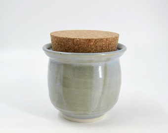 Another Light Blue Porcelain Jar with Cork Top - Handmade Pottery