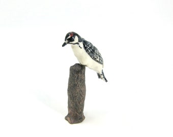 Downy Woodpecker Mini Sculpture - Handsculpted - Clay
