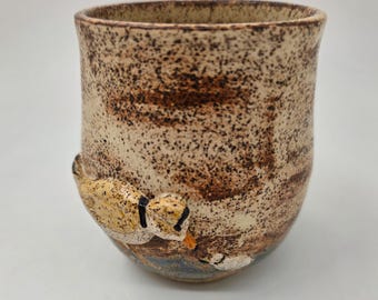 Adorable Piping Plovers Mug - Handmade Pottery - Stoneware Cup