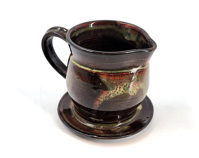 Maple Syrup Pitcher- Wheel-Thrown Pottery - Brown Flashing Red Glaze