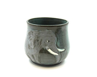 African Elephant Mug- Hand-sculpted-Stoneware Clay