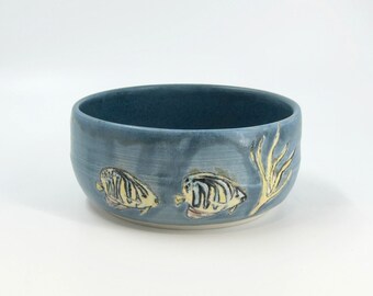 Two Angelfish Bowl - Handmade Wheel-thrown Porcelain Pottery