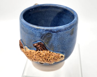 Espresso Mug - Brown Trout - Hand-sculpted fish - Wheel-thrown Cup