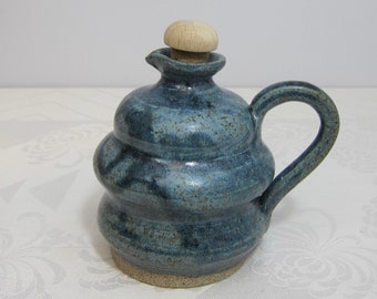 Rustic Maple Syrup Pitcher, Shades of Blue, Wheel-thrown Pottery