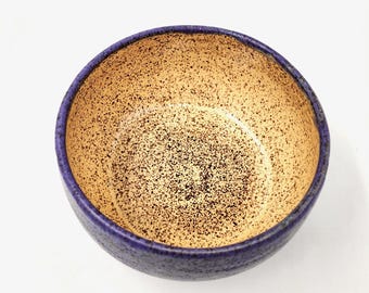 Medium Stoneware Bowl - Royal Purple With Speckled Yellow -- Handmade Pottery - Wheel-thrown Ceramics