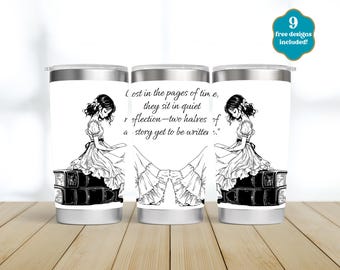 Book Lover Laser Tumbler Wrap, SVG-ontwerp, digitale download, 20oz Tumbler naadloze gravurebestand, roterende laser, volledig gegraveerde wrap