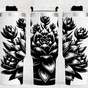 Succulent Laser Tumbler Wrap SVG File, Engraved Full Wrap for 40oz Tumbler, Seamless Design, Digital Download, Laser Rotary File 40oz