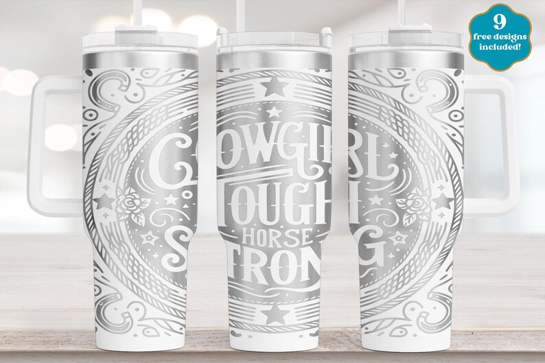 Cowgirl Tough Laser Tumbler Wrap SVG, Full Wrap Design 40oz Tumbler ...