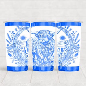Highland Cow Laser Tumbler Wrap SVG for Laser Rotary, Floral Engraved Full Wrap for 20oz tumbler, Seamless Design, Digital Download