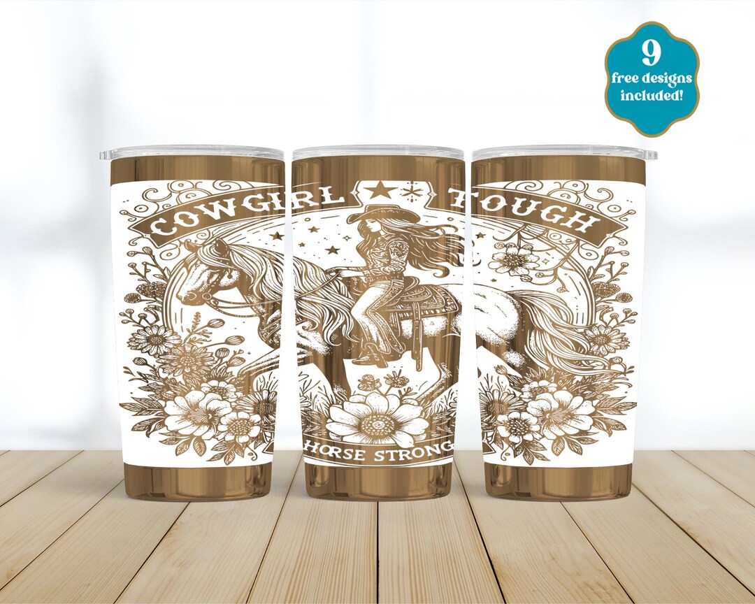 Cowgirl Laser Tumbler Wrap SVG, 20oz Seamless Engraving File, Fully ...