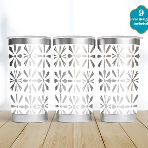 Botanical Doodle Laser Tumbler Wrap SVG,  20oz  Seamless Engraving File, Fully Engraved Wrap,  Digital Download