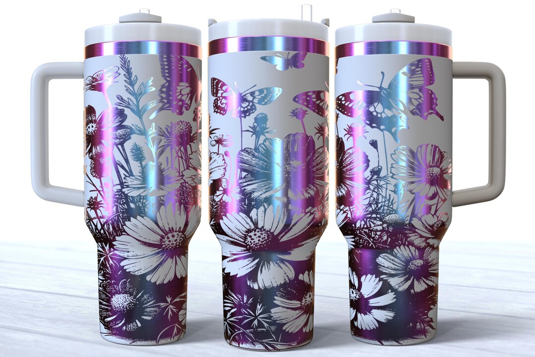 Butterfly Laser Tumbler Wrap SVG File, Engraved Full Wrap- 40oz Tumbler ...