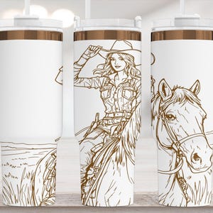 Cowgirl Laser Tumbler Wrap SVG File,  Full Wrap Design for 40oz Tumbler,  Country -Western Instant Download for laser engraving, Rotary file
