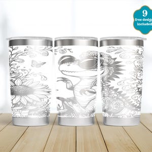 Dinosaur Laser Tumbler Wrap, Cute Dino SVG for Laser Rotary, Floral,  Fully Engraved Wrap, 20oz tumbler Seamless Design, Digital Download