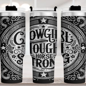Cowgirl Tough Laser Tumbler Wrap SVG,  Full Wrap Design 40oz Tumbler,  Country Western, Instant Download for laser engraving, Rotary file