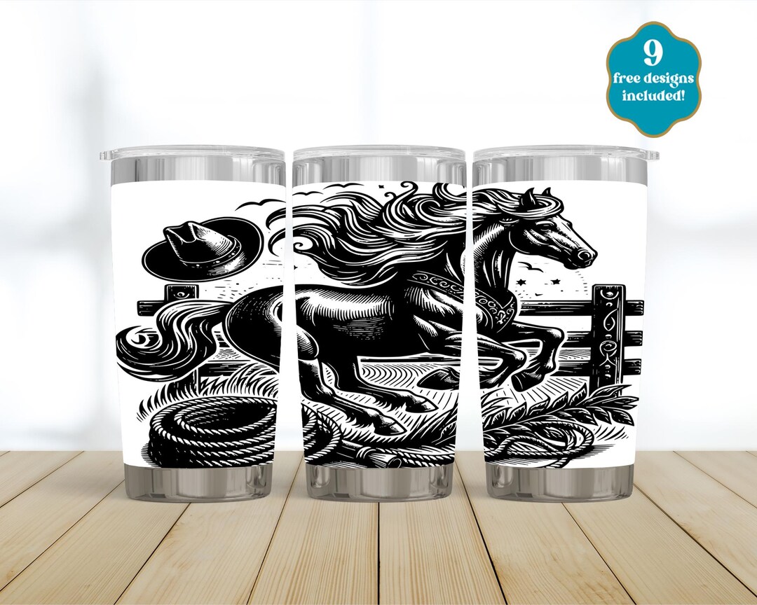 Horse Laser Tumbler Wrap SVG, 20oz Seamless Engraving File, Fully ...