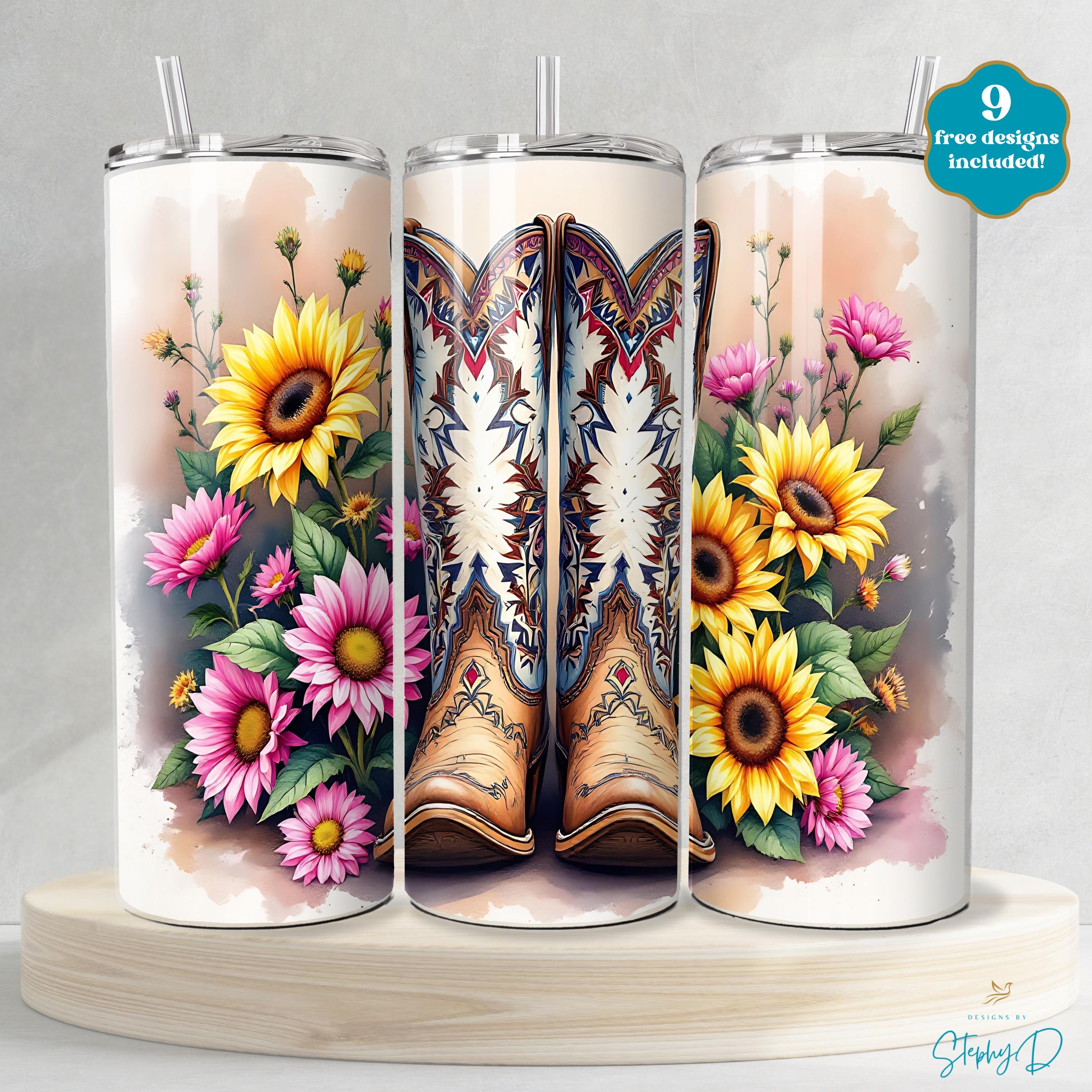 Cowgirl Boots Tumbler Wrap, Southern PNG, 20 Oz Skinny Seamless Design ...