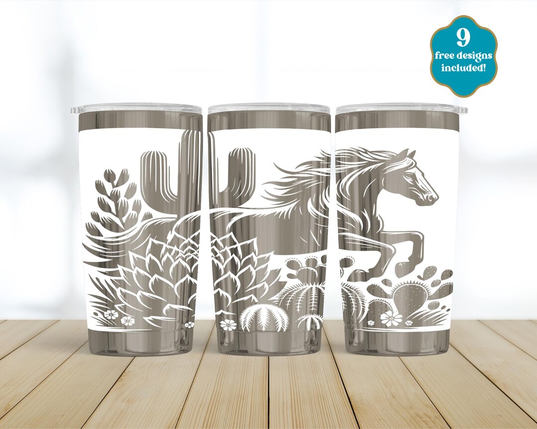 Horse Laser Tumbler Wrap SVG, 20oz Seamless Engraving File, Fully ...