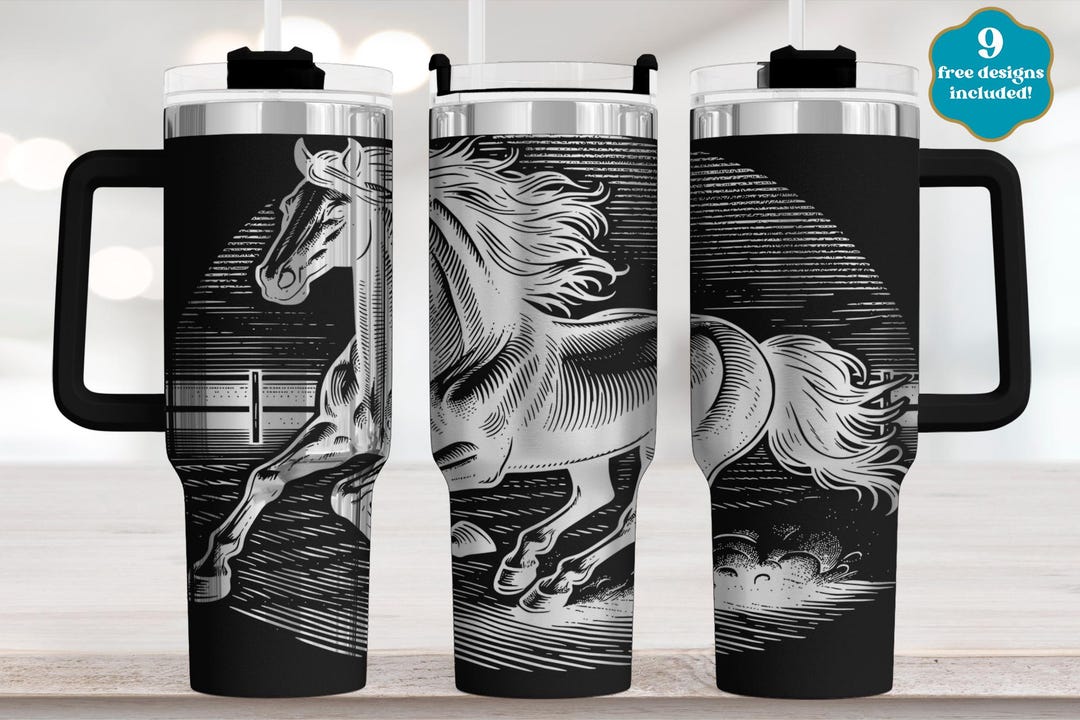 Horse Laser Tumbler Wrap SVG File, Full Seamless Wrap Design for 40oz ...