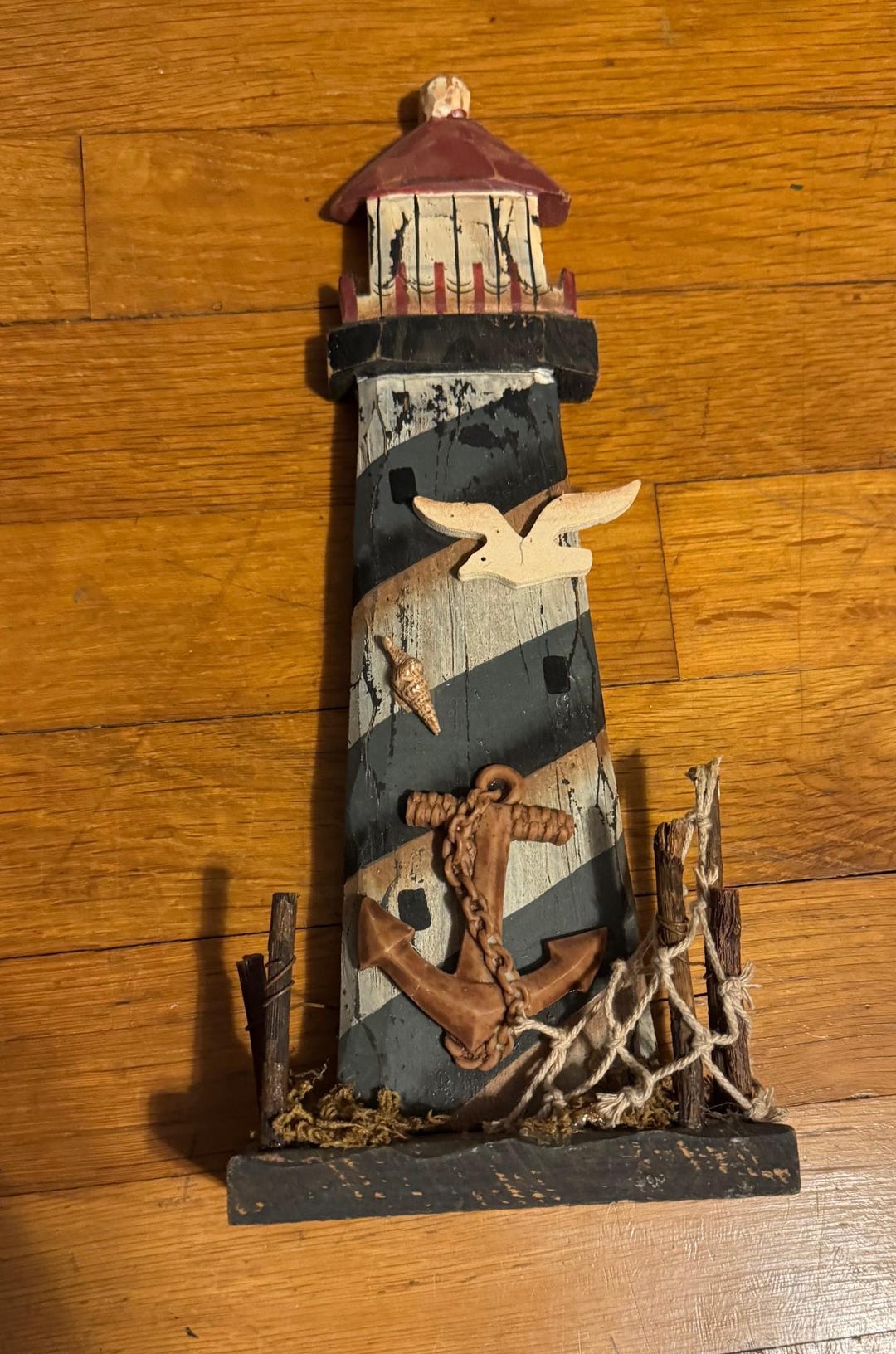 Wooden Nautical Lighthouse Decor • 12‑inch Coastal Lighthouse • Beach ...