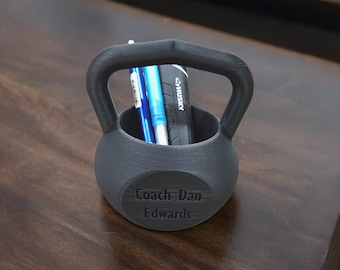 Personalized KettleBell pen holder - gym desk organizer - gym gift - CrossFit pen cup - gym accessory - great gift for coach trainer