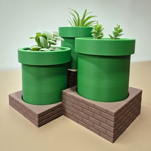 Green Tube Planter - 3d 3 inch nostalgic cactus succulent monstera pot plant