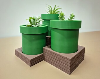 Green Tube Planter - 3d 3 inch nostalgic cactus succulent monstera pot plant