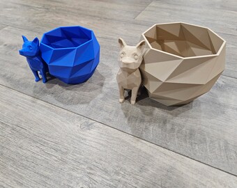 3D Printed Geometric Dog Planter – Low Poly Succulent Pot
