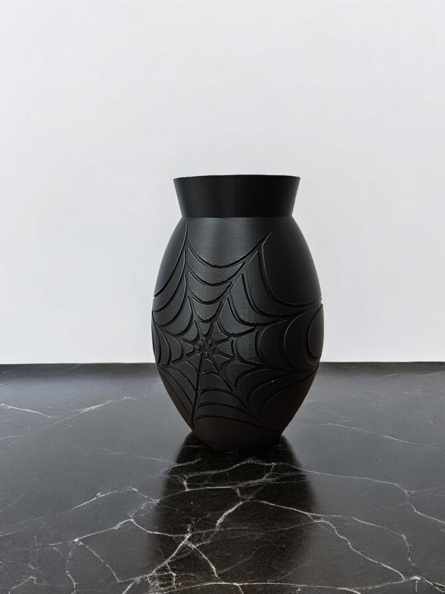 Black Gothic spider web vase - single color - macabre baroque dark vessel Halloween purple 4 5 6 7 8 9