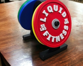 3D Printed Weight Plate Coasters with Stand - Fitness Gift, Set of 4