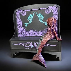 Mermaid Jewelry Box | nautical Design | Pin Striping |  Elegant Coastal Storage for Gems and Trinkets